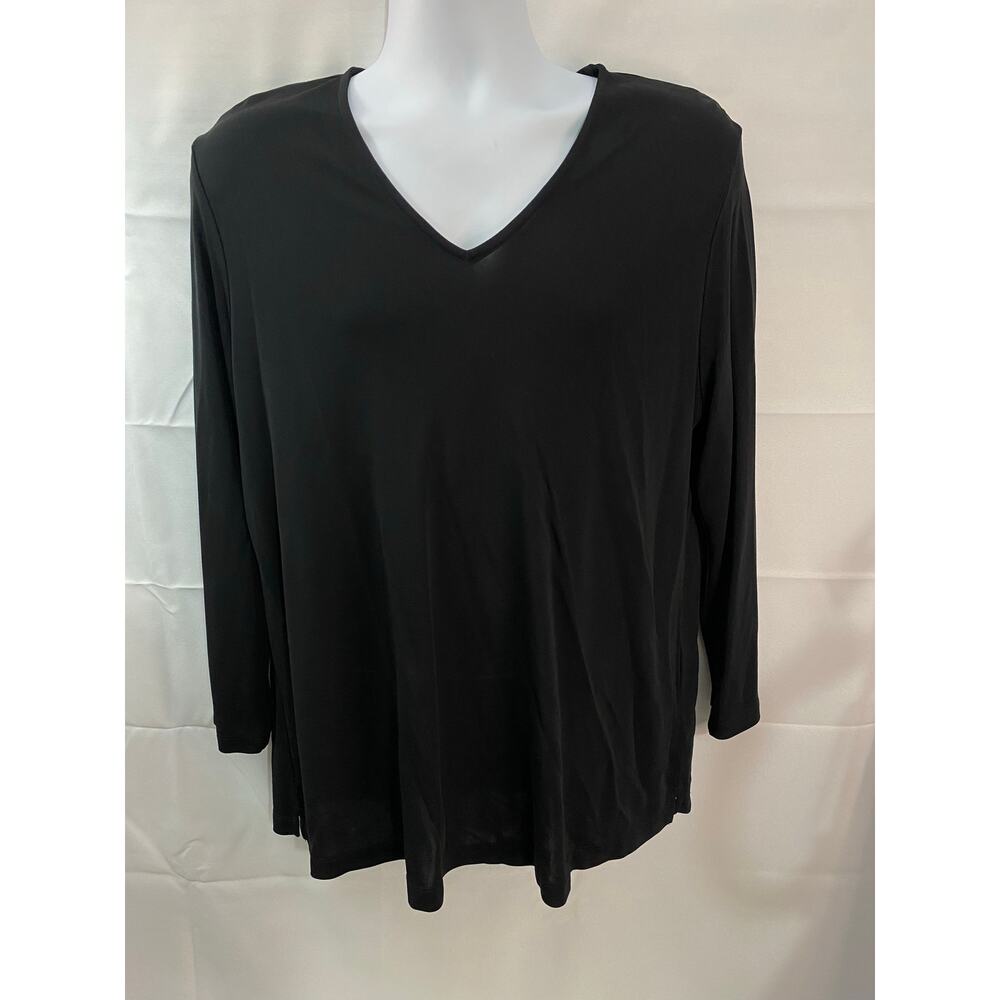 Lauren Ralph Lauren Black V-Neck Blouse Sheer Breathable  – Size 2X